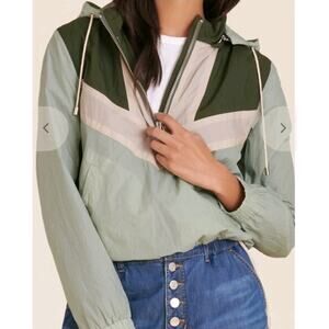Veronica Beard Avery Jacket Womens L Pullover Nylon Hooded Half Zip Athleisure